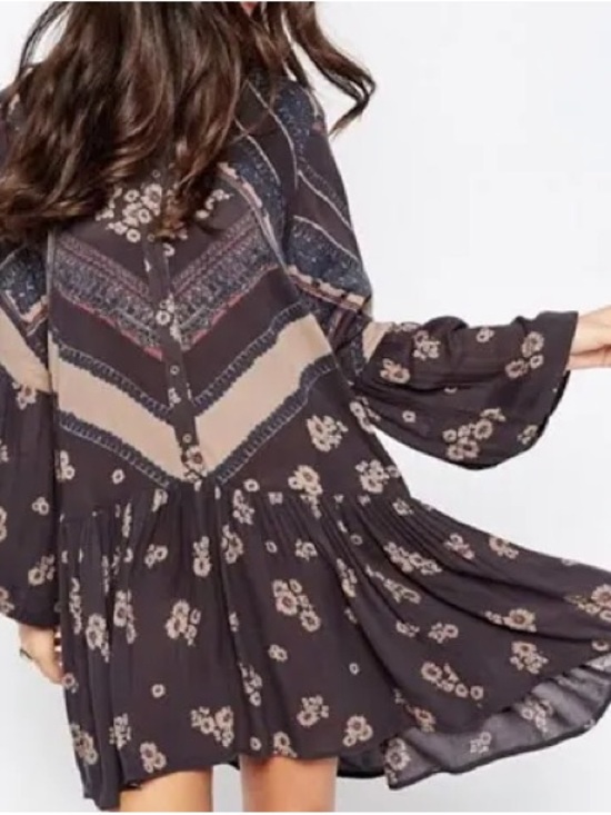 Free People Dresses & Skirts - Free People Black Floral Tiered Boho Mini Dress